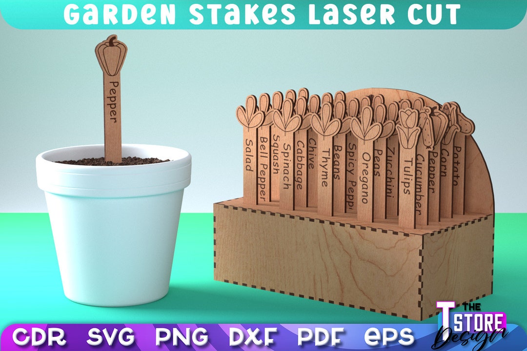 Garden Stakes SVG Bundle Plants Stakes SVG Design Laser Cut Files CNC