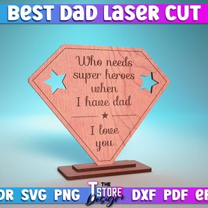 Best Dad Laser Cut SVG Bundle Award Trophy SVG Design Laser Cut Files zdjęcie 8