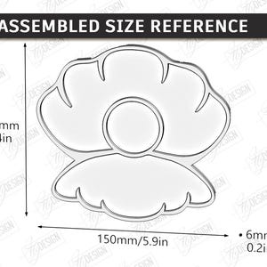 May include: A white, stylized flower-shaped design with dimensions labeled. The assembled size is 138mm (5.4 inches) high, 150mm (5.9 inches) wide, and 6mm (0.2 inches) thick. The image includes the text "ASSEMBLED SIZE REFERENCE".