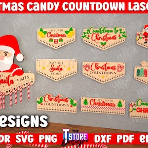 Christmas Countdown Laser Cut Bundle, Days Until Christmas Countdown Calendar, 3d Christmas Advent Calendar, Christmas Candy Countdown