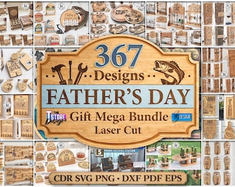 367 Father's Day Mega Bundle Laser Cut, 3D Men's Mega Bundle, Gift Ideas for Dad, Grandpa, Husband, Boyfriend, 3D Gift Boxes, Photo Frames