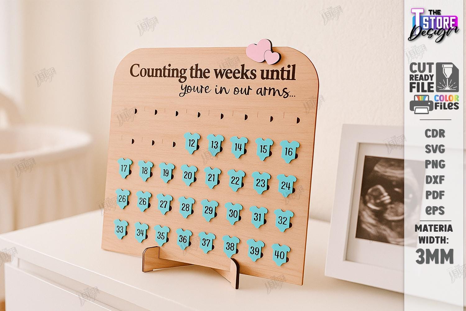 3d Pregnancy Baby Weeks Countdown Laser Cut Bundle, Wooden Baby ...