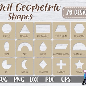 Stencil Geometric Shapes SVG Bundle | Stencil SVG Design |  Cut Files | Geometric Design