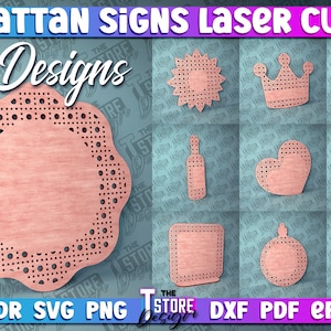Rotanborden Lasergesneden bundel | Rotan huisontwerp | Rotan welkomstborden Lasergesneden SVG-bundel | CNC-bestanden