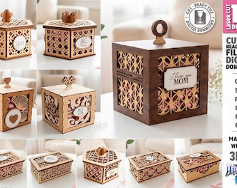 Mother Day Keepsake - Laser Cut Gift Box - Decorative Wooden Storage Box -  Jewelry Candy Box Gift svg