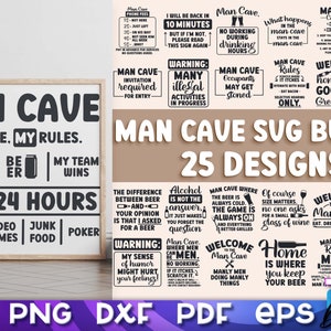 Man Cave Quotes SVG Bundle | Man Rules SVG Design | Funny Man Sayings
