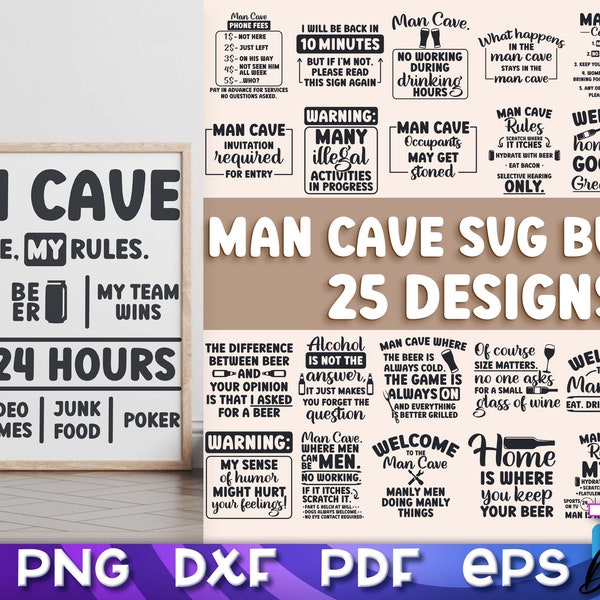 Man Cave Quotes SVG Bundle | Man Rules SVG Design | Funny Man Sayings