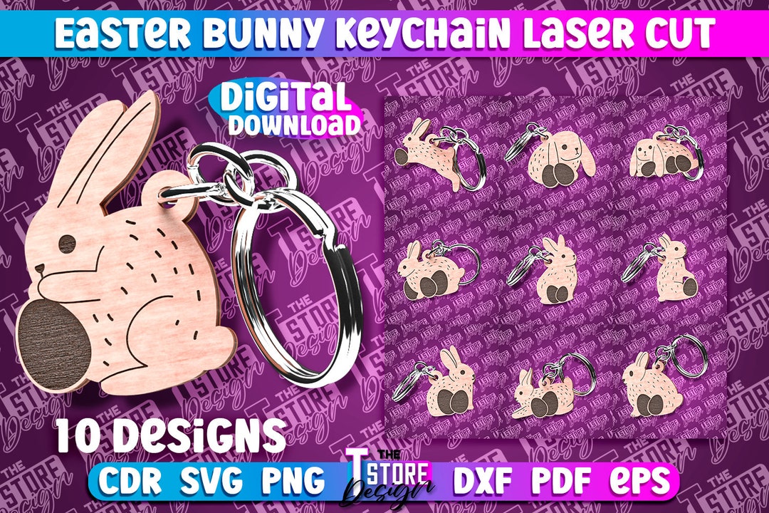Easter Bunny Keychain Laser Cut | Happy Easter Keychain | Easter ...