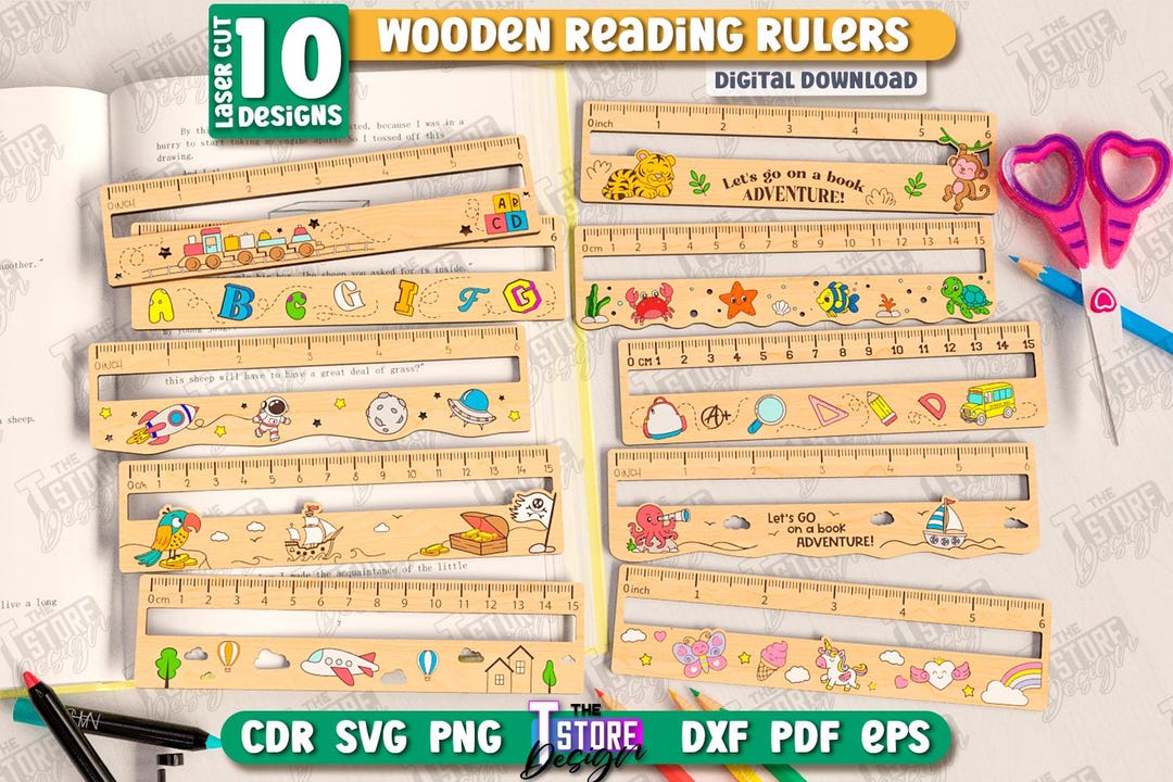 Personalized Wooden Reading Ruler Lasercut Bundle, Wooden Ruler With ...