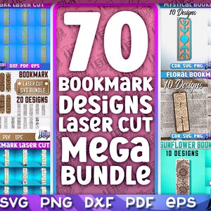 Puede incluir: Una descarga digital de 70 diseños de marcapáginas para cortar con láser. Los diseños incluyen temas celtas, florales, místicos, navideños y de girasoles. Los diseños están disponibles en los formatos CDR, SVG, PNG, DXF, PDF y EPS.