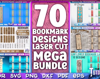 Bookmark Laser Cut Mega Bundle SVG | Bookmark CNC Files | Book Lover Mega Bundle Engraving SVG