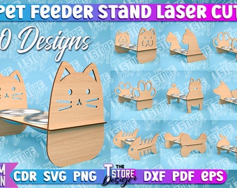 Fressnapf Stand SVG | Haustier Futterständer Laser-Schnittdateien | Futterautomat Laser Design v.2