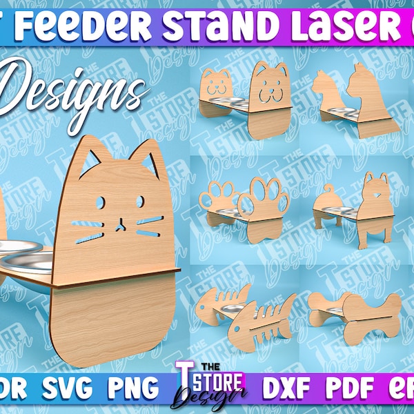 Pet Bowls Stand SVG | Pet Feeder Stand Laser Cutting Files | Pet Feeder Laser Design v.2