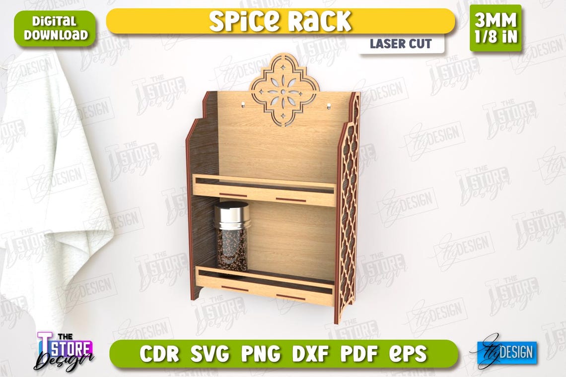 Spice Rack Lasercut Bundle, Wooden Spice Caddy, Kitchen Spice ...
