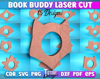 Book Buddy Laser Cut Bundle | Livre Accessoires Laser Design | Bundle SVG découpé au laser | Fichiers CNC