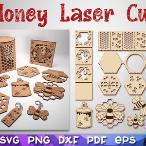 Honey Laser Cut SVG Bundle | Honey  SVG Design | Laser Cut Files | CNC Files