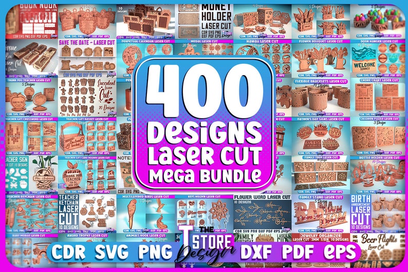 Laser geschnittenes Mega Bundle SVG CNC-Dateien Gravur SVG Bild 1