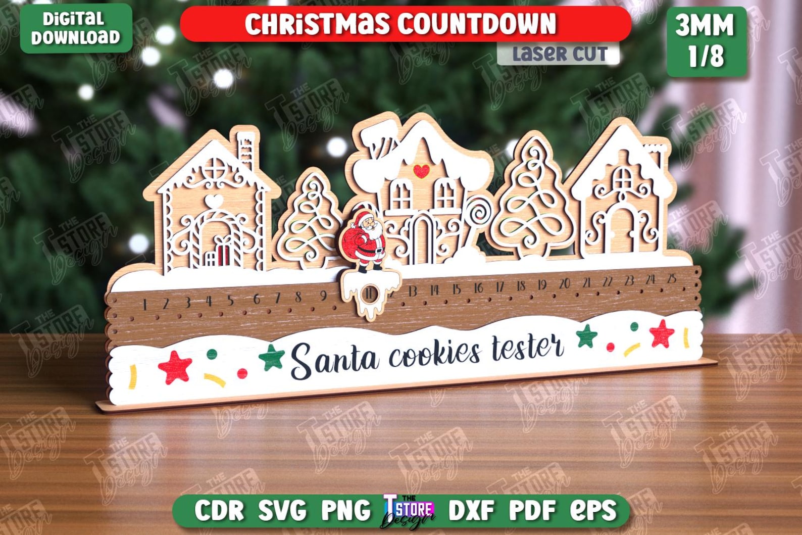 3d Christmas Countdown Laser Cut Bundle, Days Until Christmas Svg, Xmas ...