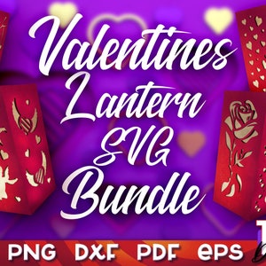 Valentine's Day Lantern SVG Bundle | Paper Crafts | Paper Lamp SVG  v.1