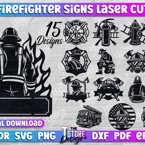 Firefighter Signs Laser Cut Bundle, Personalized Sign Laser Cut, Personalized Fireman Metal Sign, Fireman Wall Art, Firefighter wall Decor