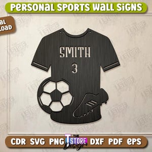 Football Name Sign Laser Cut, Wooden Sports Wall Sign, Personalized Sports Decor with Childs Name, Sports-Themed Monogram, Metal Art