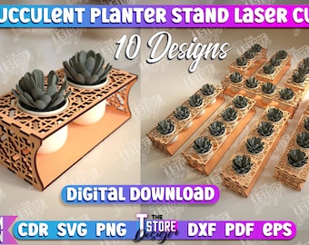 Sukkulenten-Blumentopf, stehender Sukkulenten-Topf, Kaktus-Svg, Topf-Sukkulenten SVG, 3D-Blumentopfhalter SVG, Wohnkultur, CNC-Datei v.2
