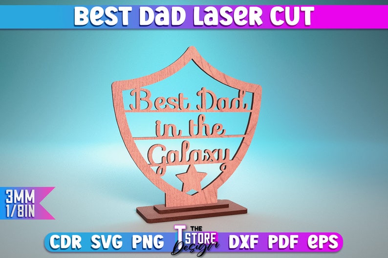 Best Dad Laser Cut SVG Bundle Award Trophy SVG Design Laser Cut Files zdjęcie 5