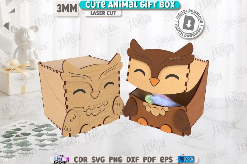 3d Cute Animals Gift Boxes Laser Cut Bundle, 3d Kids Animal Gift Boxes ...