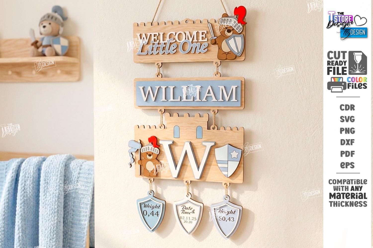 Newborn Baby Stats Sign Laser Cut Bundle, Layered Birth Announcement ...