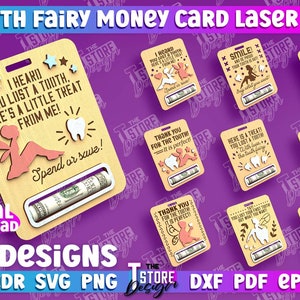 Feen-Geldkarte Lasercut, Zahnfee-Geldhalter, 3D Magic Spardose Lasercut, Kinder-Geldscheinhalter, Kinder-Geldgeschenk-Geldhalter