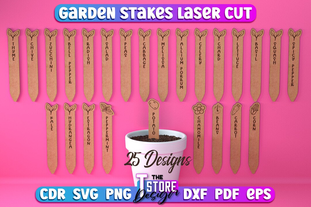 Garden Stakes SVG Bundle Plants Stakes SVG Design Laser Cut Files CNC