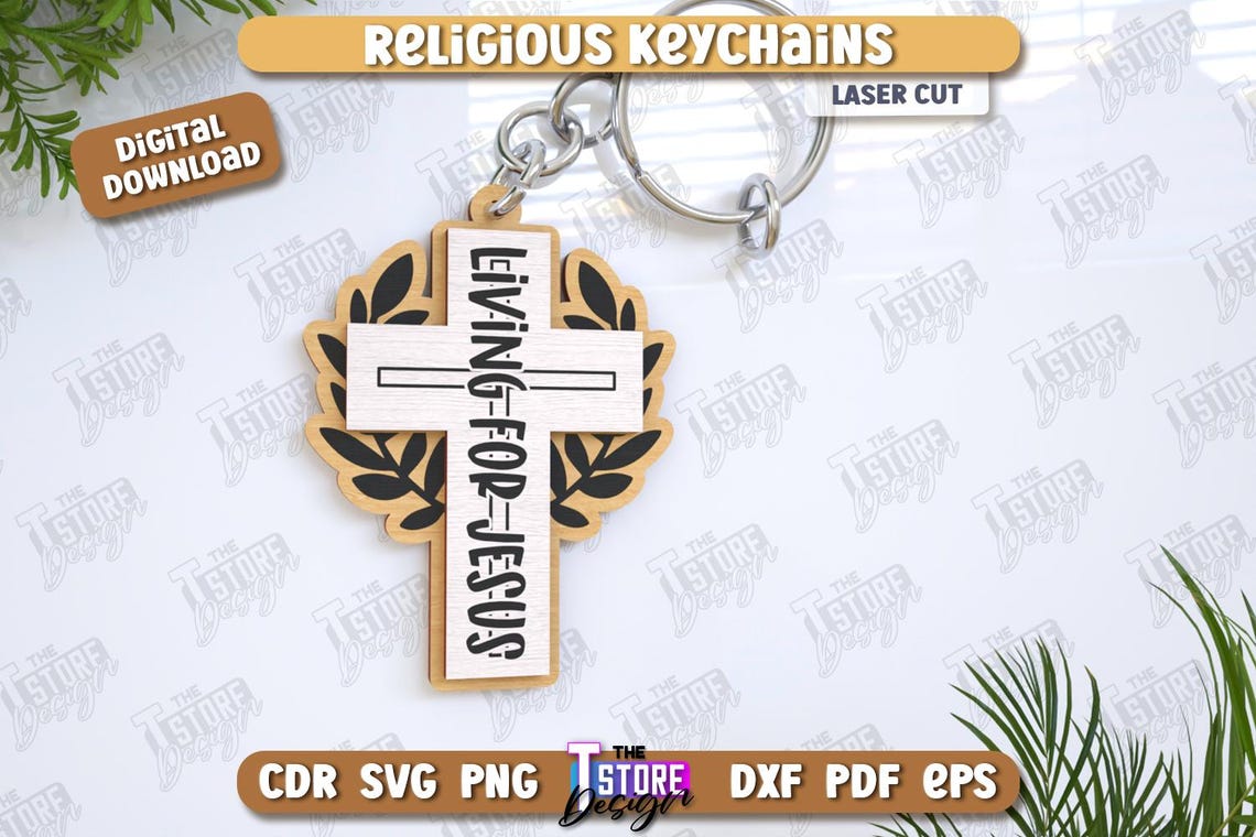 Religouse Keychains Religious Keychains Laser Cut Bundle, Christian Cross Keychains ...