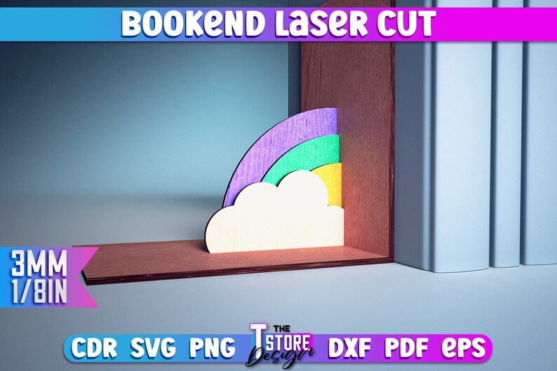 Bookend Shape Bookend Lasercut Bundle | Book Nook SVG Design | 3D Book End Design ...