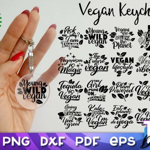 Vegan Keychain SVG Bundle, Vegan Sayings, Vegan Key Keychain