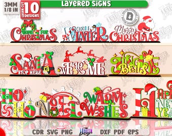 3D-julskyltar i lager, laserskurna träordsställ, laserskurna, hyllställ, julcitat, god jul, svg