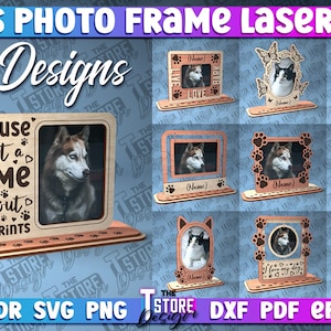 Pets Photo Frame Laser Cut Bundle | Dog Photo Frame SVG Design | Cat Laser Cut Files