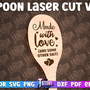 Spoon Laser Cut SVG Bundle Spoon Engraving Quotes SVG Design Kitchen Quotes Cut File zdjęcie 3