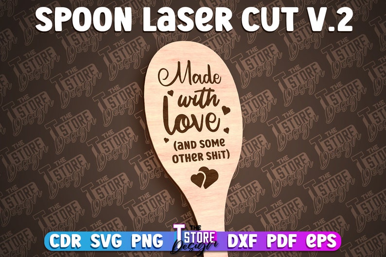 Spoon Laser Cut SVG Bundle Spoon Engraving Quotes SVG Design Kitchen Quotes Cut File zdjęcie 3