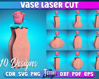 Vase Laser Cut Bundle  | Flower Vase Laser Design | Laser Cut SVG Bundle | CNC Files