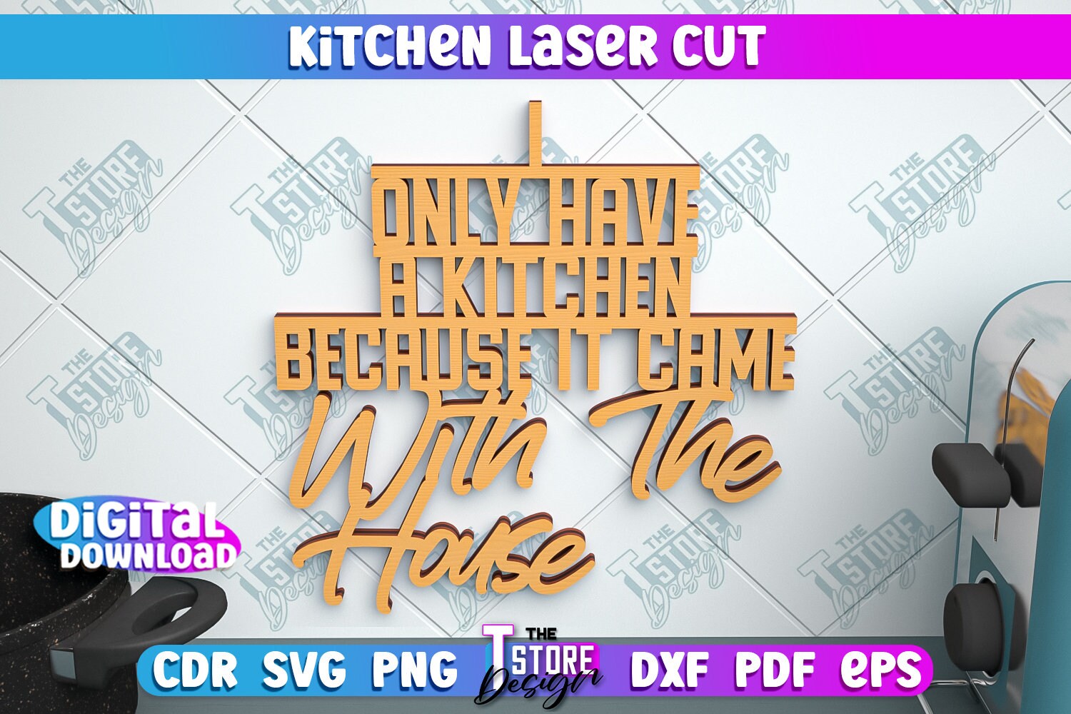 Kitchen Basket. Sign Kitchen Wall Art Bundle | Kitchen Signs Lasercut | Customized Kitchen ...