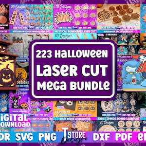 Halloween-lasergesneden megabundel, 223 halloween-lasergesneden ontwerpen, griezelige mega-gravurebundel, 3D-halloween-lasersnede, ouijabordlaser