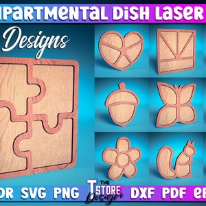 Compartmental Dish Laser Cut Bundle | Home SVG Design | Laser Cut Files | Dish Design