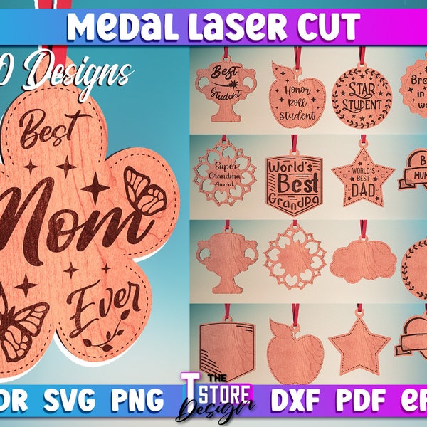 Medal Laser Cut SVG Bundle | Medal SVG Design | Laser Cut Files