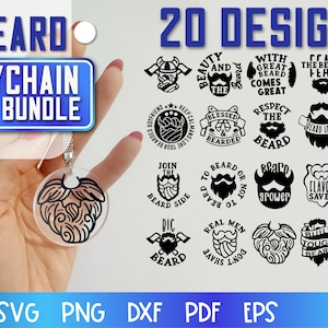 Beard Keychain SVG Bundle | Sarcastic SVG | Round Keychain SVG | Fathers Day Svsg | Man gift Svg | Dad Svg