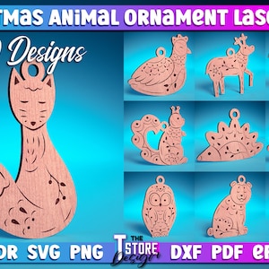 Christmas Animal Ornament Laser Cut SVG Bundle | Christmas Ornament  SVG Design | Laser Cut Files