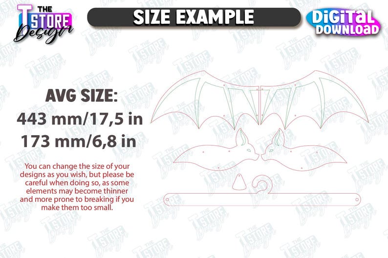 May include: A AGEN TOTO MACAU download design featuring a bat silhouette with wings spread, two bat figures, and a decorative element. The average size is 17.5 inches wide by 6.8 inches high. Includes the text "SIZE EXAMPLE" and "AGEN TOTO MACAU DOWNLOAD".