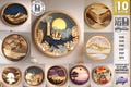 3d multilayer nightlight wall decor laser cut bundle, mountain wall signs svg, nature scene signs laser cut,  wooden forest wall hanger product logo
