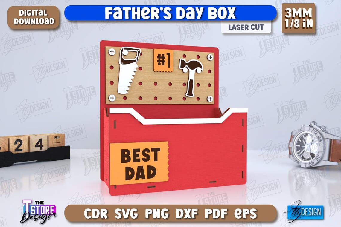 Paquete de cajas cortadas con láser para el Día del Padre, patrones SVG ...