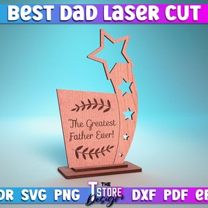 Best Dad Laser Cut SVG Bundle Award Trophy SVG Design Laser Cut Files zdjęcie 10