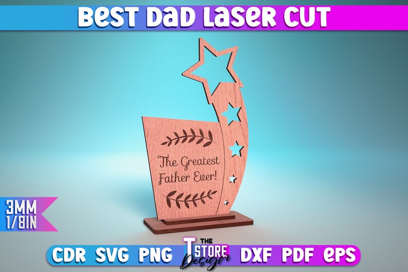 Best Dad Laser Cut SVG Bundle Award Trophy SVG Design Laser Cut Files zdjęcie 10